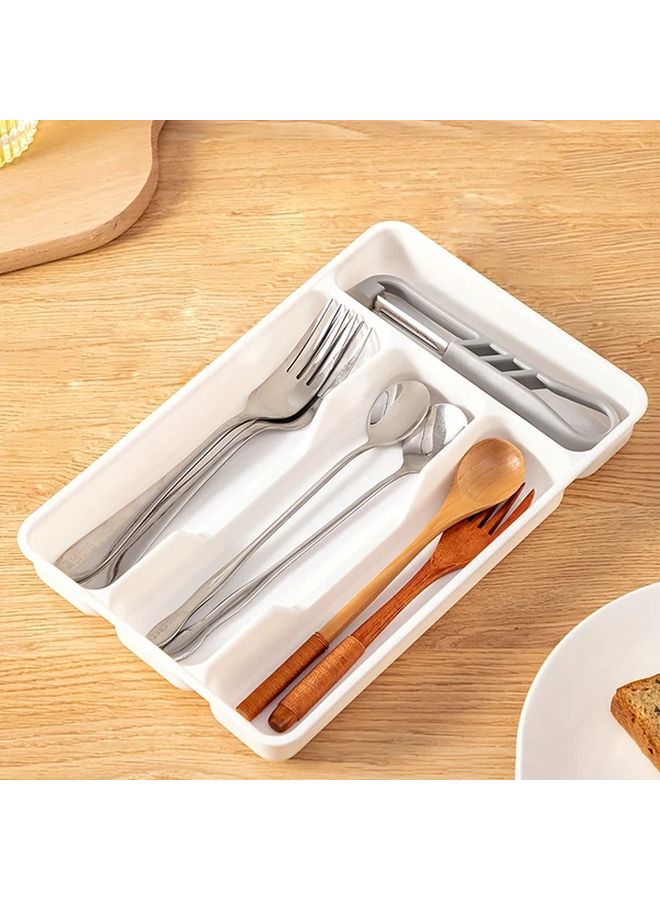 White 5 Grid Plastic Flatware Organizer Wall Mountable Kitchen Drawer Divider - Image 4