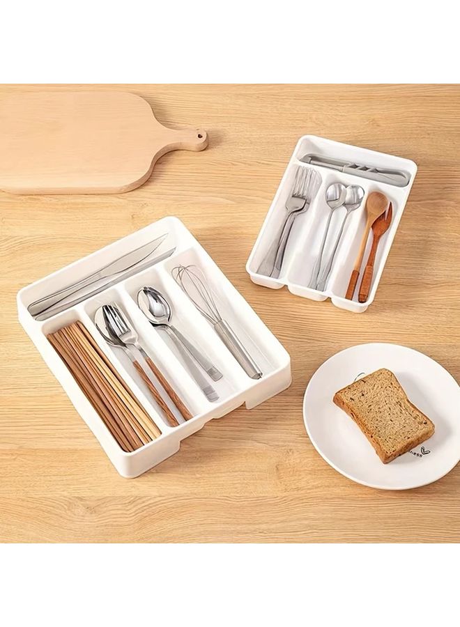 White 5 Grid Plastic Flatware Organizer Wall Mountable Kitchen Drawer Divider - Image 2