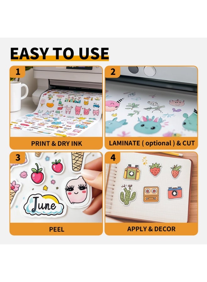 ESHANG Premium Printable Vinyl Sticker Paper for Inkjet Printer - A4 20 Sheets Matte White Waterproof, Dries Quickly Vivid Colors, Holds Ink well- Tear Resistant - Inkjet & Laser Printer - Image 5