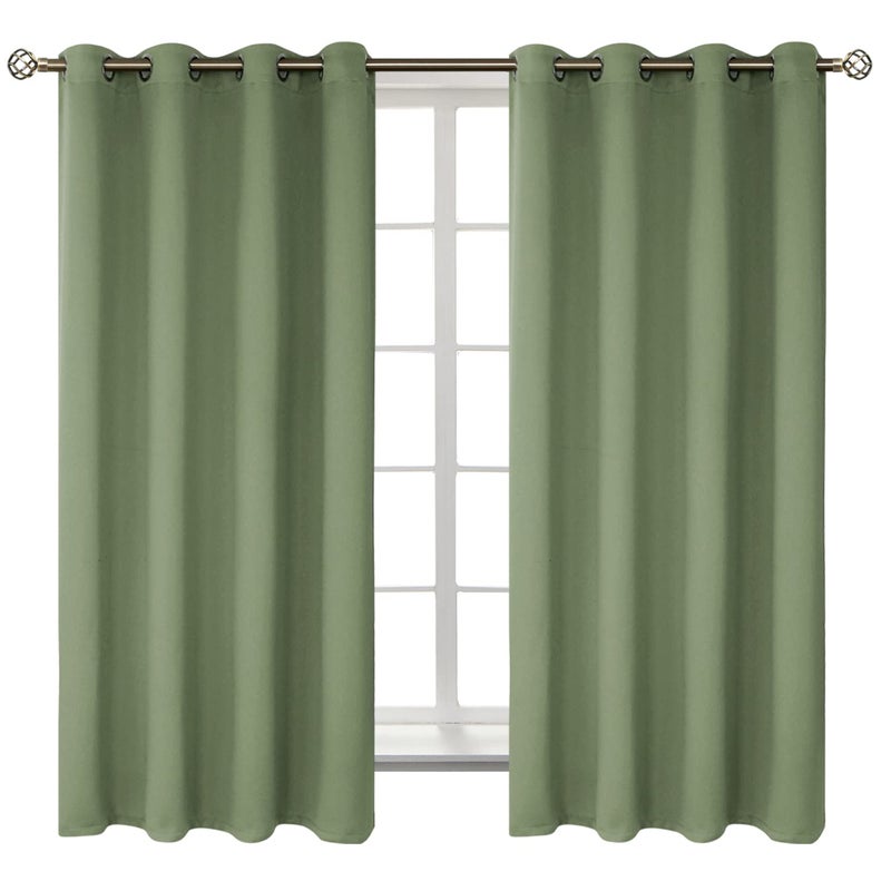 BGment Room Darkening Curtains 63 Inches Long - Grommet Thermal Insulated Drapes Window Treatment Curtains for Bedroom  2 Panels  52 x 63 Inch  Grass Green - Image 1