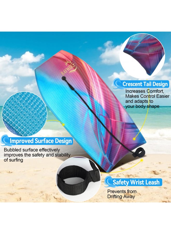 RAYWER RAYWER Body Board Lightweight with EPS Core, HDPE Slick Bottom , Leash & Adjustable Wrist Rope, Great Surfing for Kids and Adults (Blue, 33-INCH)  - Image 3