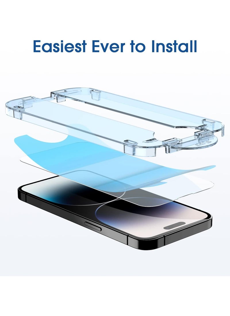 Amfilm [2+2 Pack] amFilm OneTouch for iPhone 14 Pro Max 6.7" Glass Screen Protector with Camera Lens Protector. Easiest to Installation, Bubble Free, Full Coverage Case Friendly  - Image 4
