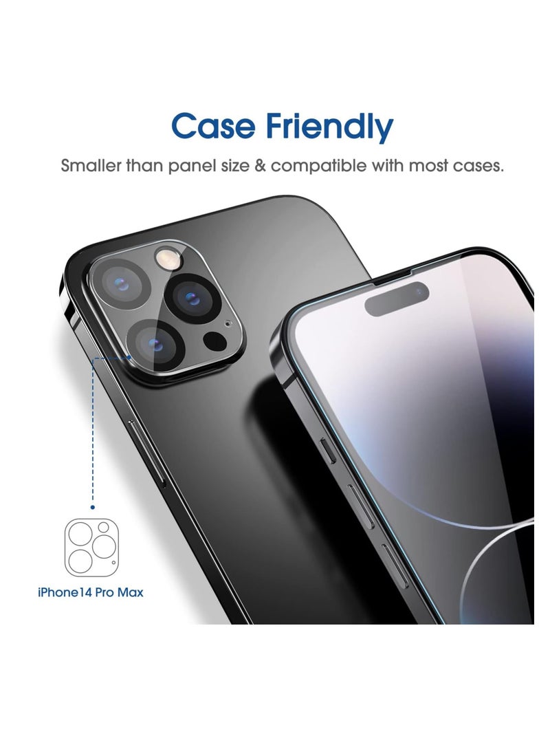 Amfilm [2+2 Pack] amFilm OneTouch for iPhone 14 Pro Max 6.7" Glass Screen Protector with Camera Lens Protector. Easiest to Installation, Bubble Free, Full Coverage Case Friendly  - Image 5