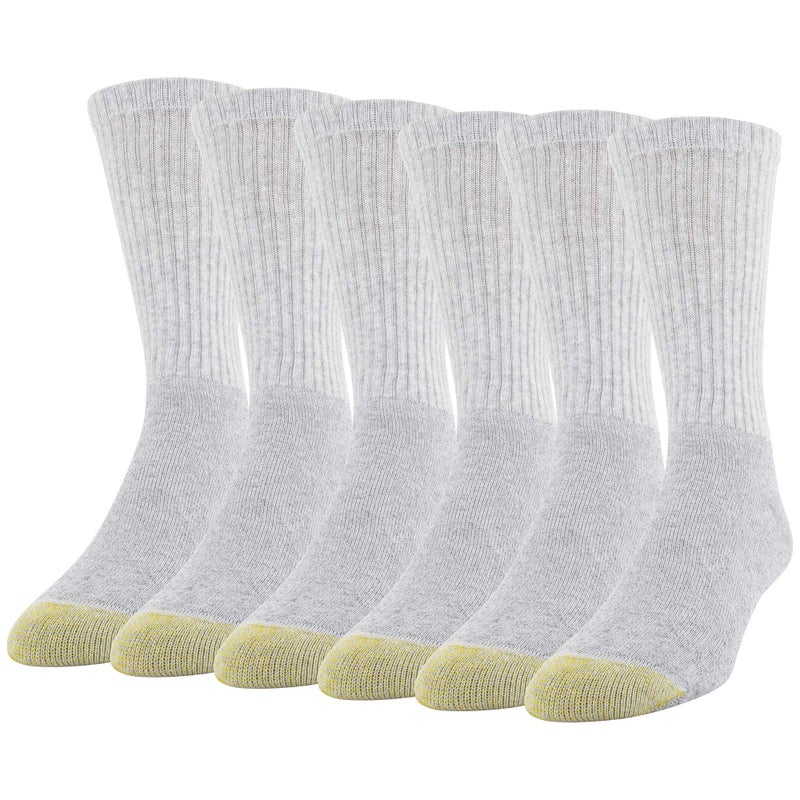 GOLDTOE Men's 656S Cotton Crew Athletic Socks, Multipairs, Grey Heather (6-Pairs), Large - Image 1