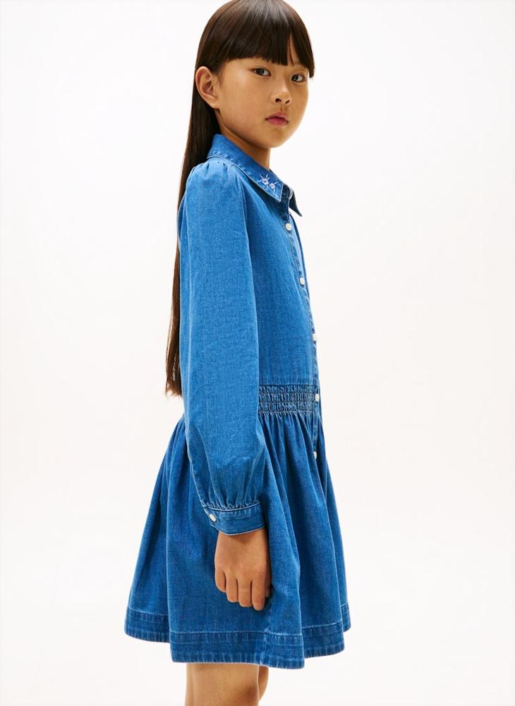 TOMMY HILFIGER Kids Embroidered Flower Shirt Dress - Image 3