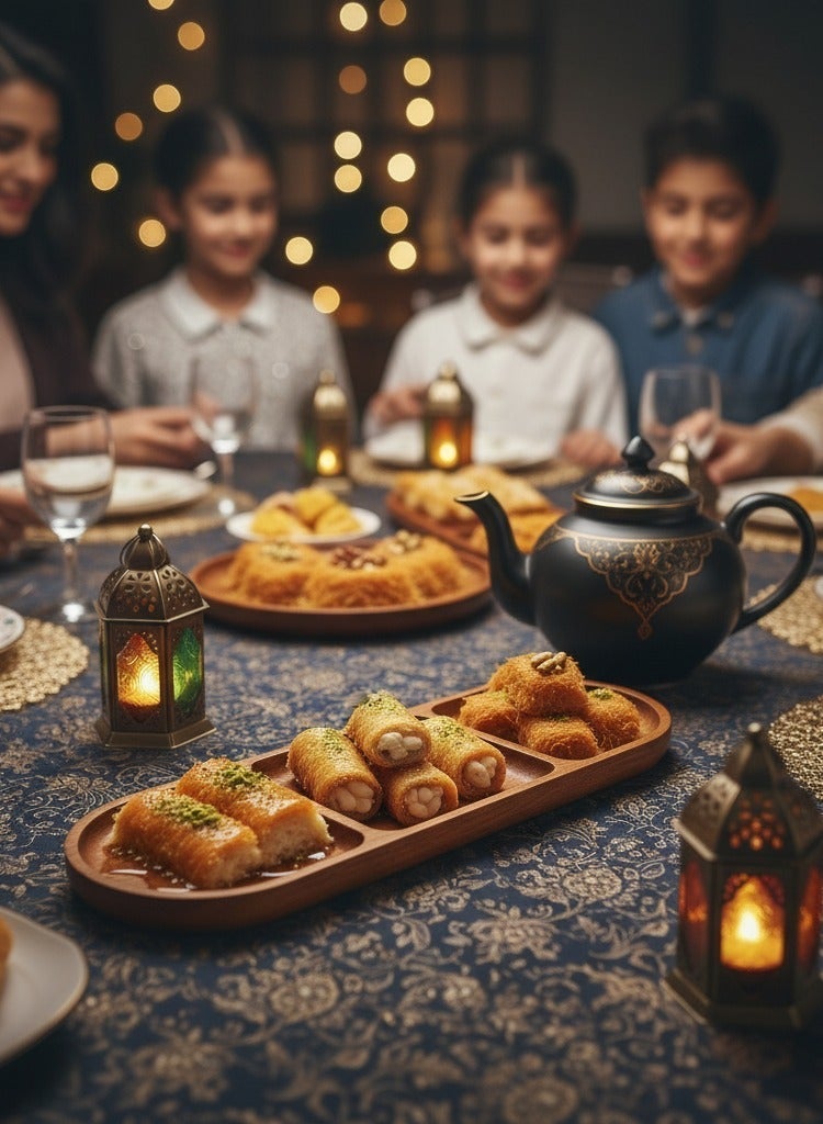 3-Section  Oval Tray (29cm) - For Arabic Coffee/Nuts/Snacks,  Home & Cafe Use - Image 4