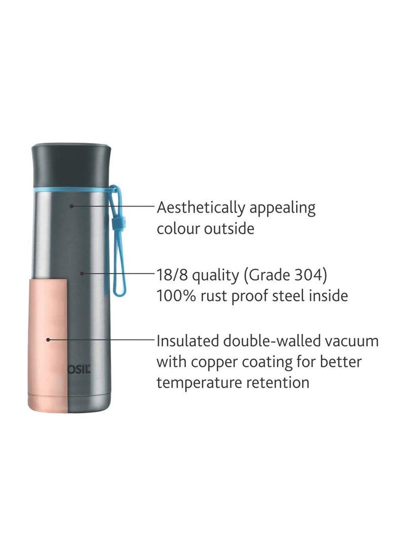 BOROSIL Borosil Hydra Sprint 400 ml Stainless Steel Water Bottle | Double Wall Vacuum Insulated BPA Free Flask | 20 Hrs Hot & 24 Hours Cold | Bottle for Office, Gym, School, College | 1 Year Warranty, Silver  - Image 2