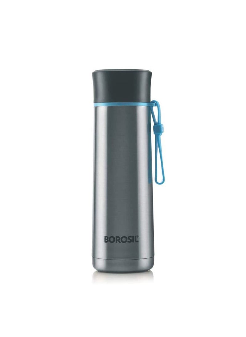BOROSIL Borosil Hydra Sprint 400 ml Stainless Steel Water Bottle | Double Wall Vacuum Insulated BPA Free Flask | 20 Hrs Hot & 24 Hours Cold | Bottle for Office, Gym, School, College | 1 Year Warranty, Silver  - Image 1