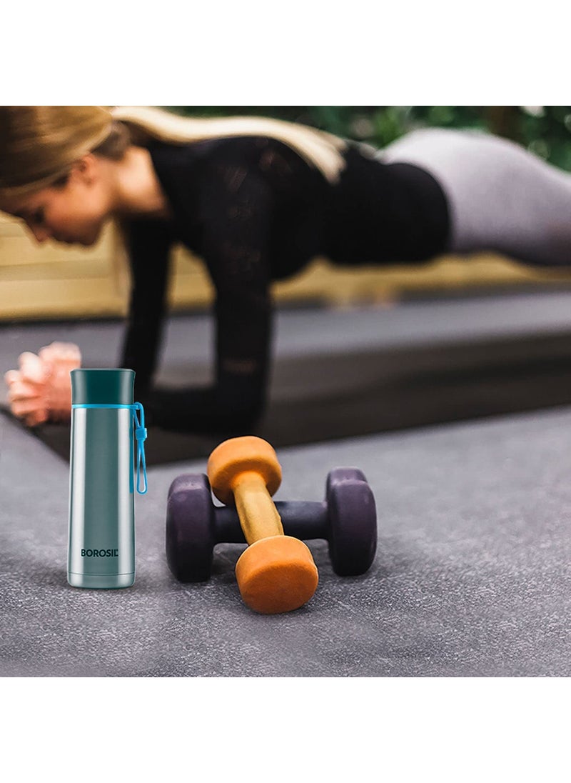 BOROSIL Borosil Hydra Sprint 400 ml Stainless Steel Water Bottle | Double Wall Vacuum Insulated BPA Free Flask | 20 Hrs Hot & 24 Hours Cold | Bottle for Office, Gym, School, College | 1 Year Warranty, Silver  - Image 5