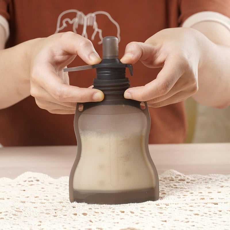 haakaa Silicone Yummy Pouch Sippy Spout, Adaptor Compatible haakaa Yummy Pouches and Milk Storage Bags,Not Compatible with Other Brands,Grey - Image 5