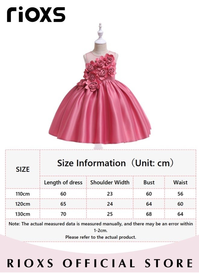 RIOXS - Toddler Girls Flutter Sleeves Pleated Flower Dress Pageant Bowknot Dress Costumes Wedding Dress for Birthday Party Formal Occasions - Image 1