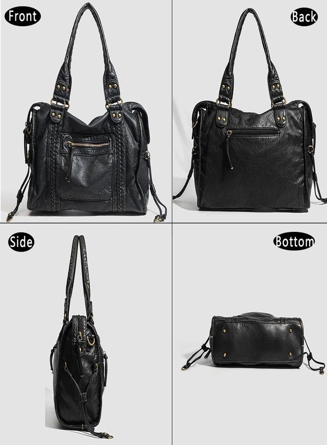 Geelyda Crossbody Bags for Women, Washed Soft Leather Large Tote Bag, Y2K Hobo Bag, Vintage Handbags Shoulder Bag - Image 2