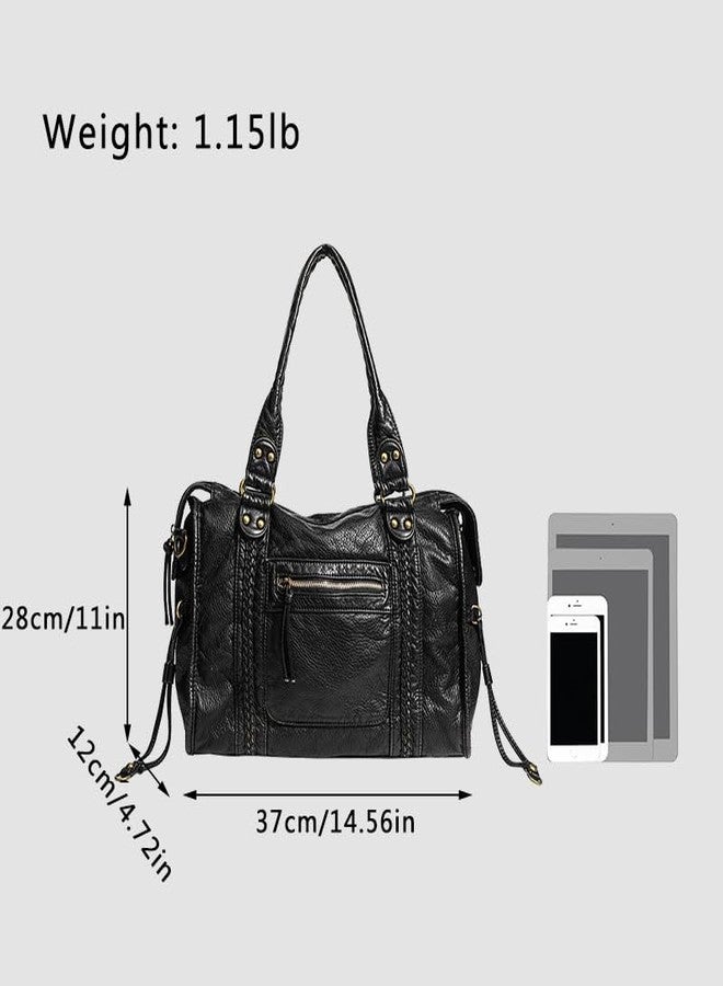 Geelyda Crossbody Bags for Women, Washed Soft Leather Large Tote Bag, Y2K Hobo Bag, Vintage Handbags Shoulder Bag - Image 3