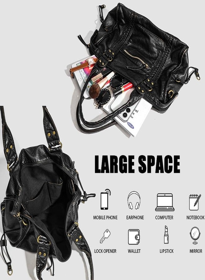 Geelyda Crossbody Bags for Women, Washed Soft Leather Large Tote Bag, Y2K Hobo Bag, Vintage Handbags Shoulder Bag - Image 4
