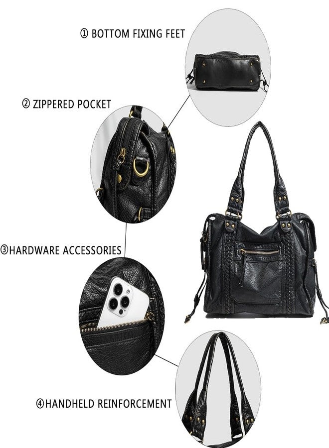 Geelyda Crossbody Bags for Women, Washed Soft Leather Large Tote Bag, Y2K Hobo Bag, Vintage Handbags Shoulder Bag - Image 5