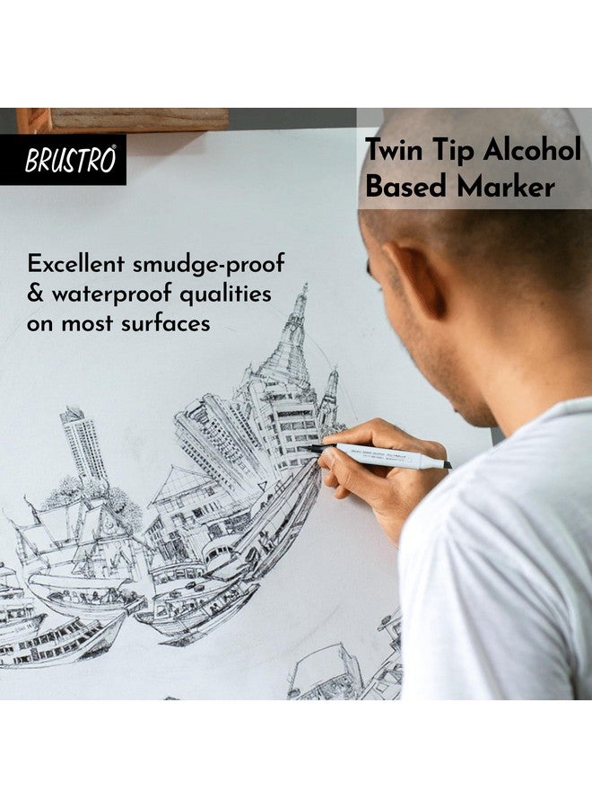 BRUSTRO Twin Tip Alcohol Based Marker Green (Olivine)|Tip Size - Broad 1-7mm line,Fine 0.7mm|Smudge-Proof,Waterproof, Ideal for Texturing, Sketching,Graffiti,Comic Artist,Architecture,Fine Art Student - Image 3