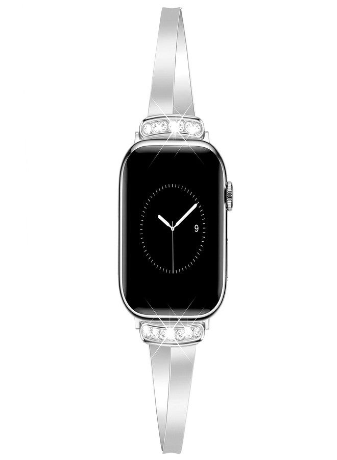 MOINSPIRE Gold Slim Band for Women Compatible with Apple Watch 38mm 40mm 41mm 42mm(S10/11) Designer Bling Jewelry Dressy Bracelet Adjustable Metal Strap for iWatch Series 11/10/9/8/7/6/5/4/SE/3/2/1 - Image 1