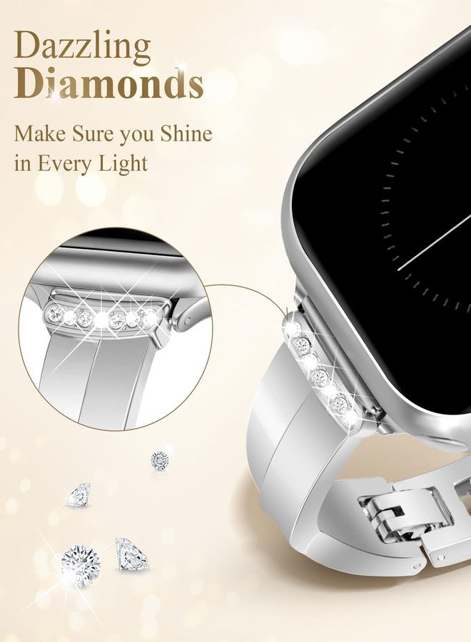 MOINSPIRE Gold Slim Band for Women Compatible with Apple Watch 38mm 40mm 41mm 42mm(S10/11) Designer Bling Jewelry Dressy Bracelet Adjustable Metal Strap for iWatch Series 11/10/9/8/7/6/5/4/SE/3/2/1 - Image 3