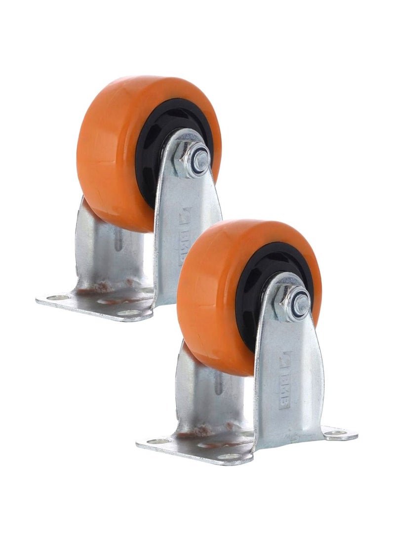 BMB tools 2-Piece 100mm Orange PVC Medium Duty Caster Double Ball Bearing - Rigid - Plate - Image 1
