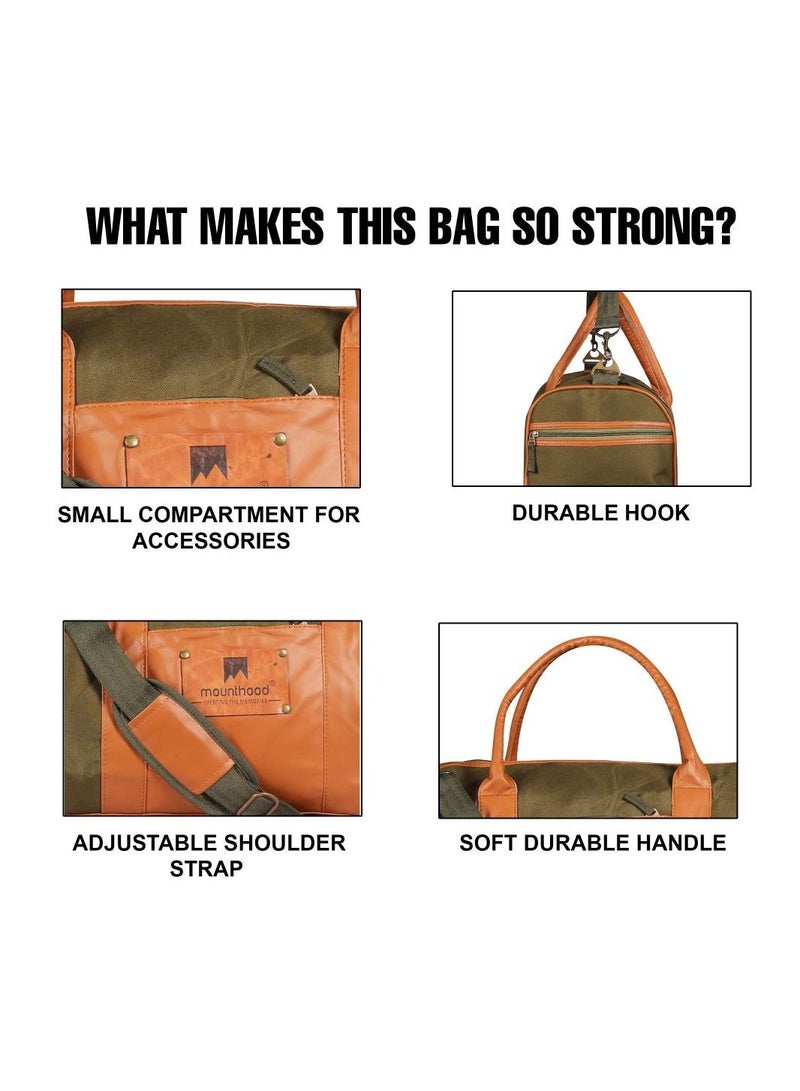 MOUNTHOOD MOUNTHOOD Duffel / Duffle Bag for Men and Women - Premium Quality Long Lasting Canvas with Faux Leather - Calypso  - Image 3