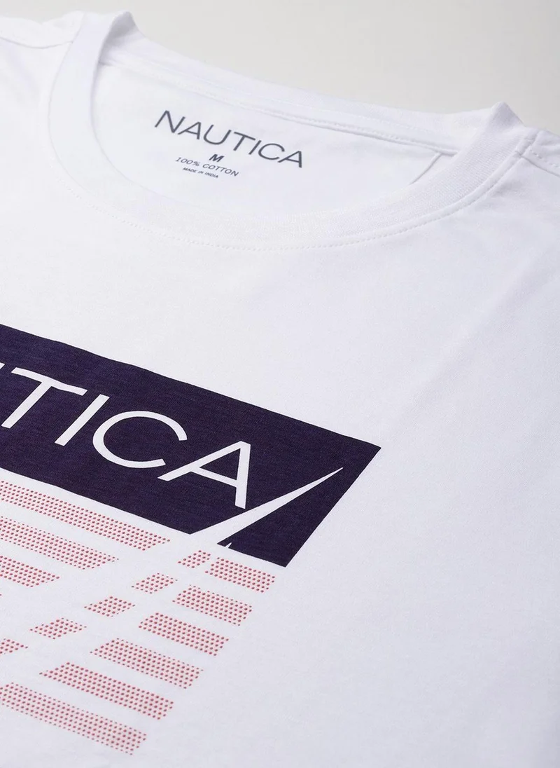 نوتيكا Men White Graphic Print T-Shirt