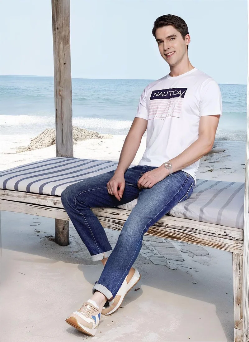 نوتيكا Men White Graphic Print T-Shirt