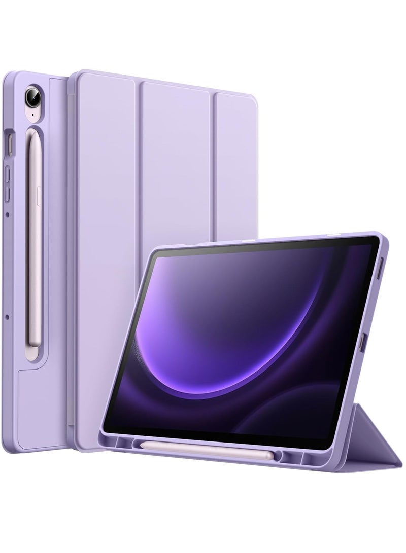 ELTRAZONE Case for Tab S9 FE 10.9-Inch with S Pen Holder - Soft TPU Tri-Fold Stand Protective Tablet Cover, Supports S Pen Charging, Auto Wake/Sleep - Purple - Image 1