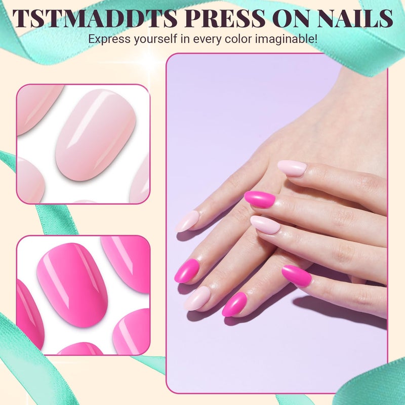 TsMADDTs 24 Colors Press On Nails, TsMADDTs 720 pcs Short Oval Press On Nails with Glue, File, Tabs, Stickers and Tweezer for Home Manicure or Salon - Image 4