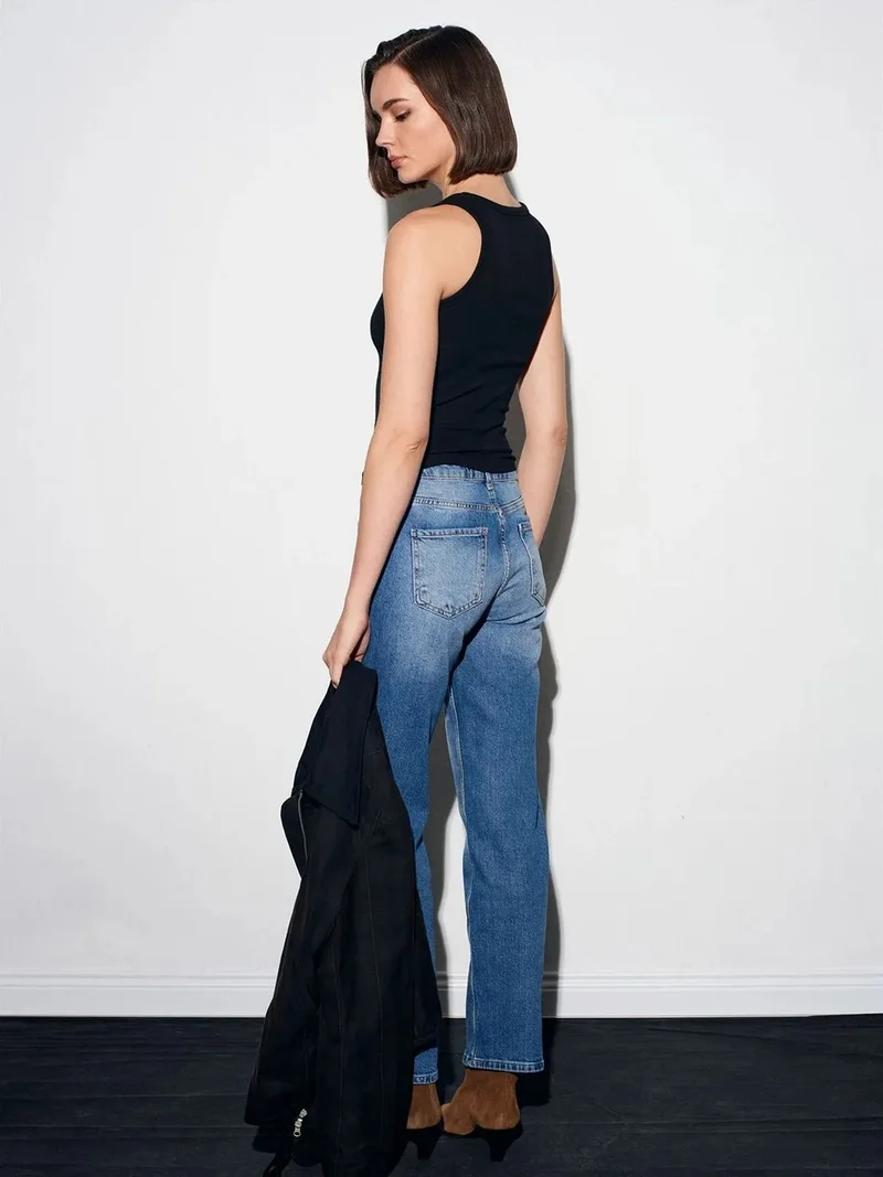 ديلفين DILVIN Women’s High-waist Wide-leg Jeans
