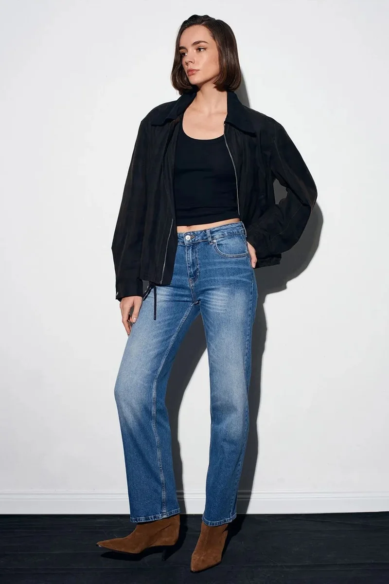 Dilvin Mid Blue Denim DILVIN Women’s High-waist Wide-leg Jeans for Women | Best Price UAE