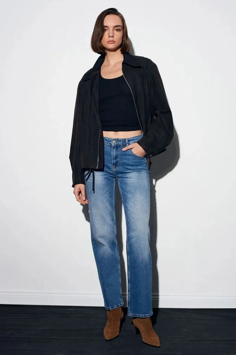 Dilvin Mid Blue Denim DILVIN Women’s High-waist Wide-leg Jeans for Women | Best Price UAE