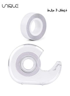 Unique 2 Roll Double Sided Clothing Tape, Body Tape Clear Fabric Strong Tape Transparent Clothing Tape Fabric Double Sided Tape for Dress, Medical Grade Tape (Cutter)  - Image 1