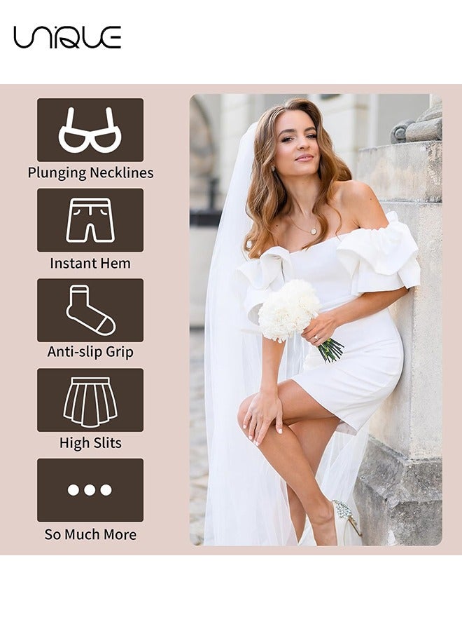 Unique 2 Roll Double Sided Clothing Tape, Body Tape Clear Fabric Strong Tape Transparent Clothing Tape Fabric Double Sided Tape for Dress, Medical Grade Tape (Cutter) - Image 4