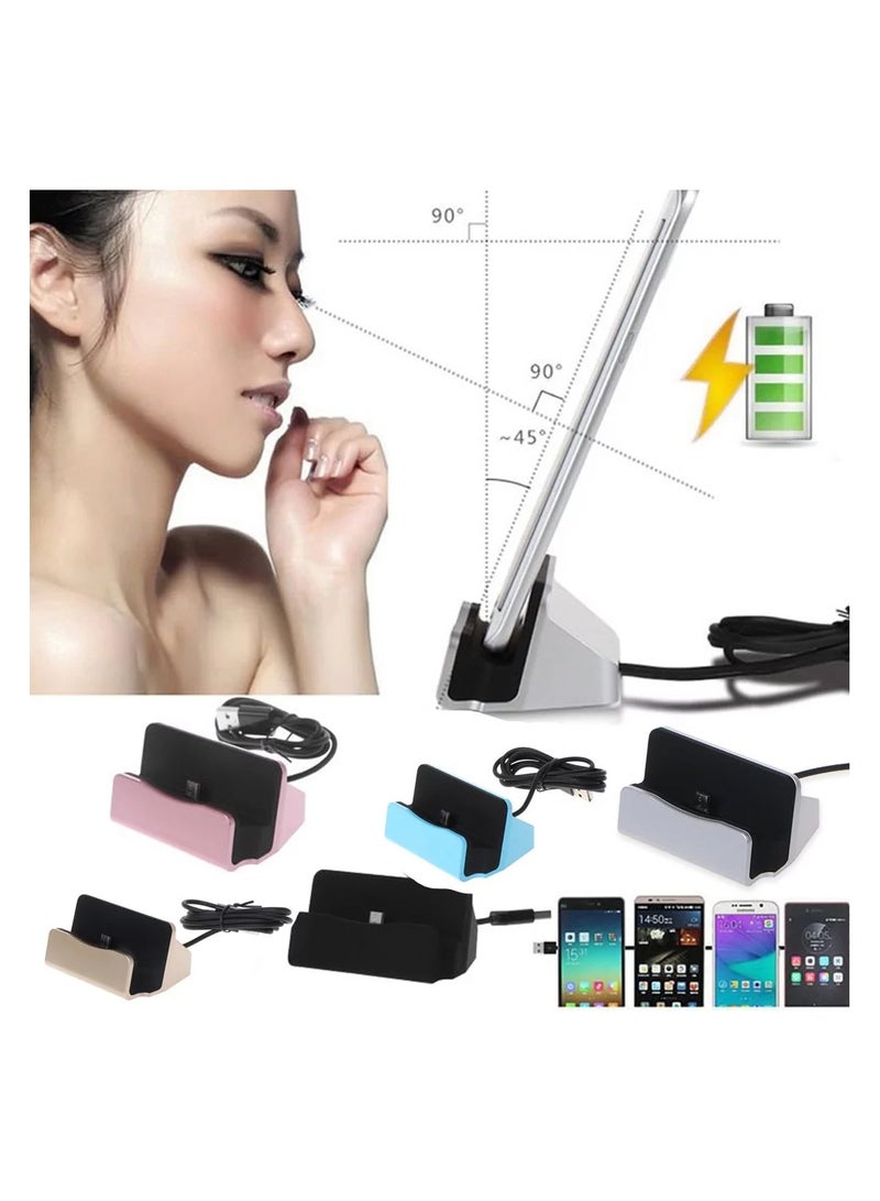 Rubik 1M Micro USB Charger Stand, Desktop Charge and Sync Dock Station Charging Desk Cradle For Samsung, Huawei and All Other Android Cellphone (Pink)  - Image 3