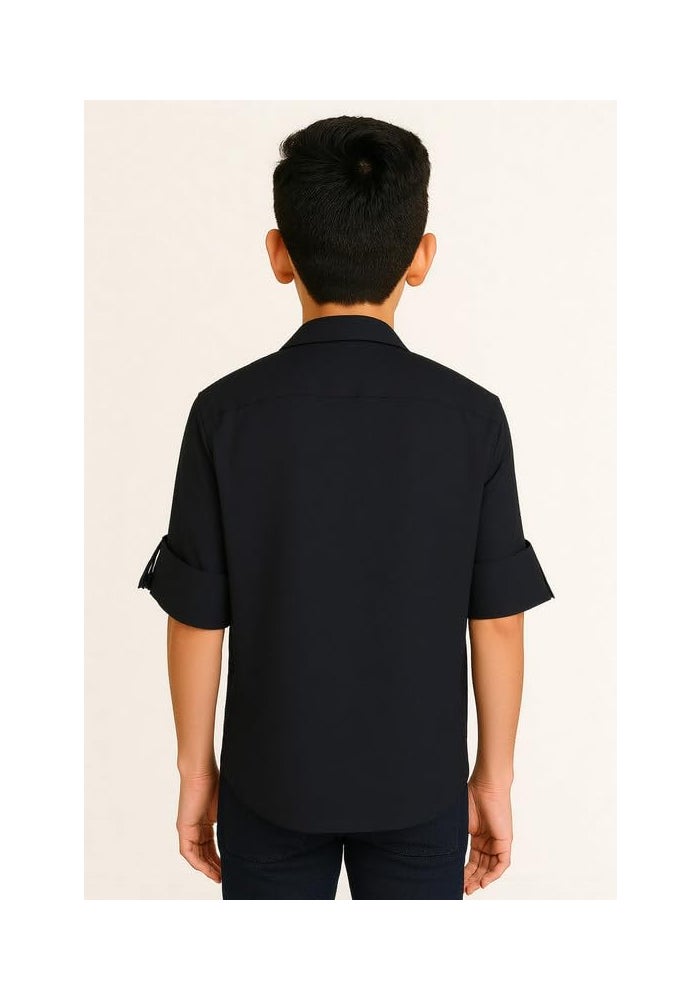 CAVIO Boys Full Sleeves Embroidered Solid Shirt - Image 2