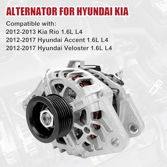 FEXON Alternator Compatible with Hyundai Veloster Accent 2012-2017 For KIA Rio 12-13 L4 1.6L Replaces 37300-2B510 37300-2B300 37300-2B500 2607372 2608483 2616741 13209N - Image 3