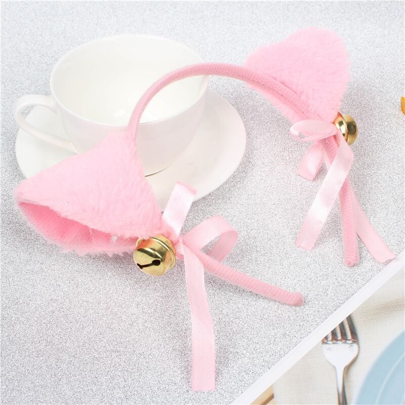 Generic Anime Cat Ear Headband Cosplay Paw Gloves Cute Tail Pink Headband