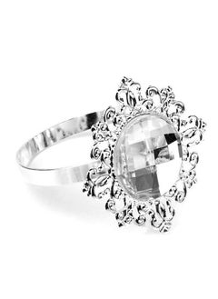 ROSENICE 12Pcs Crystal Napkin Rings (Silver)  - Image 1