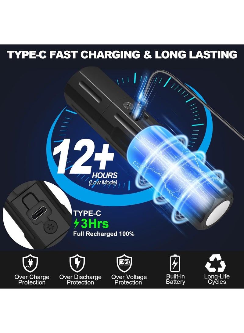 Rechargeable Flashlights High Lumens - Super Bright Small Pocket Magnetic Flashlight, 8 Modes LED Tactical Flash Light, Dual Button Powerful Work Light for Car,Home,Camping,Emergency (1PCS, Pure Black) - Image 4