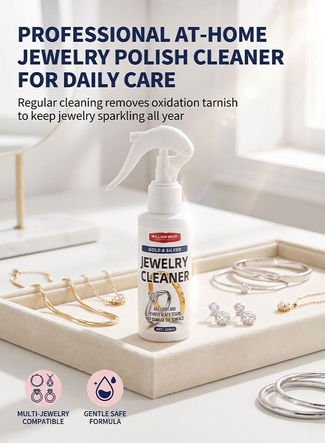 WILLIAM WEIR Jewelry Cleaner, Silver Jewelry Cleaner, Instant Tarnish Remover, Liquid Jewelry Cleaner, Anti Tarnish Silver Polish Spray, Eco Friendly Jewelry Cleaner, Silverware Cleaner Solution For Home Use, 120ml - Image 3