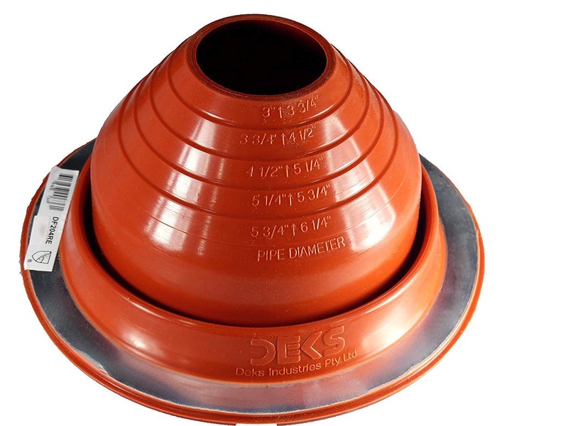 DEKTITE 4 DF204RE Round RED High Temp Silicone Flexible Pipe Flashing Roof Jack Pipe Boot Flashing Dektite for OD Pipe Sizes 3 614