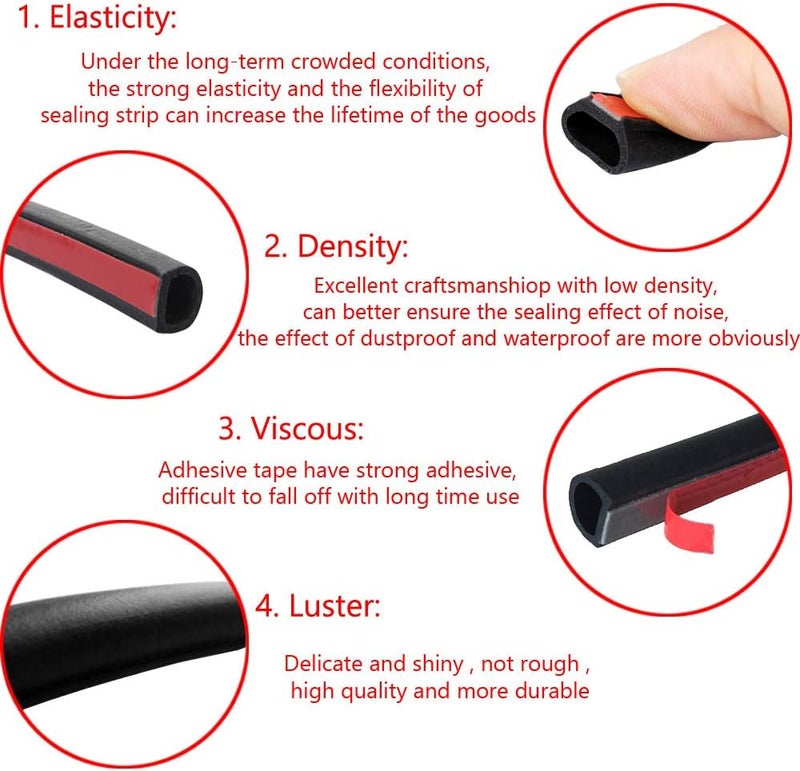 ESUPPORT 315" Small D 8Meter Door Rubber Seal Weather Strip Hollow Car Motor Auto - Image 5