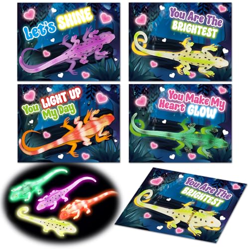 Shemira 24 Pack Valentines Day Cards for Kids Valentines Day Gifts for Kids with Toy Lizards Valentine Exchange Cards for Kids School Classroom Party Favors Valentine Greeting Cards - Image 1