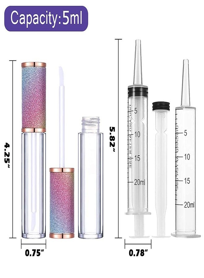 AMORIX 50 Pack Rainbow Lip Gloss Tubes with Wand 5ml Empty Lip Gloss Containers Cute Lipgloss Bottles Lip Gloss Supplies Kit + 3pcs Syringes + Labels for DIY Lip Gloss Base - Image 3