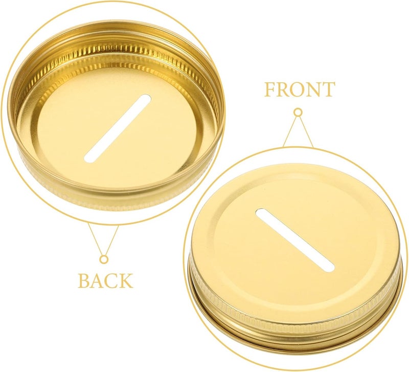 SUPVOX 12pcs 70mm Metal Coin Slot Bank Lids Tinplate Mason Jar Covers Replacement for Money Saving Canning Jars Coin Slot Insert for Home Kitchen - Image 3