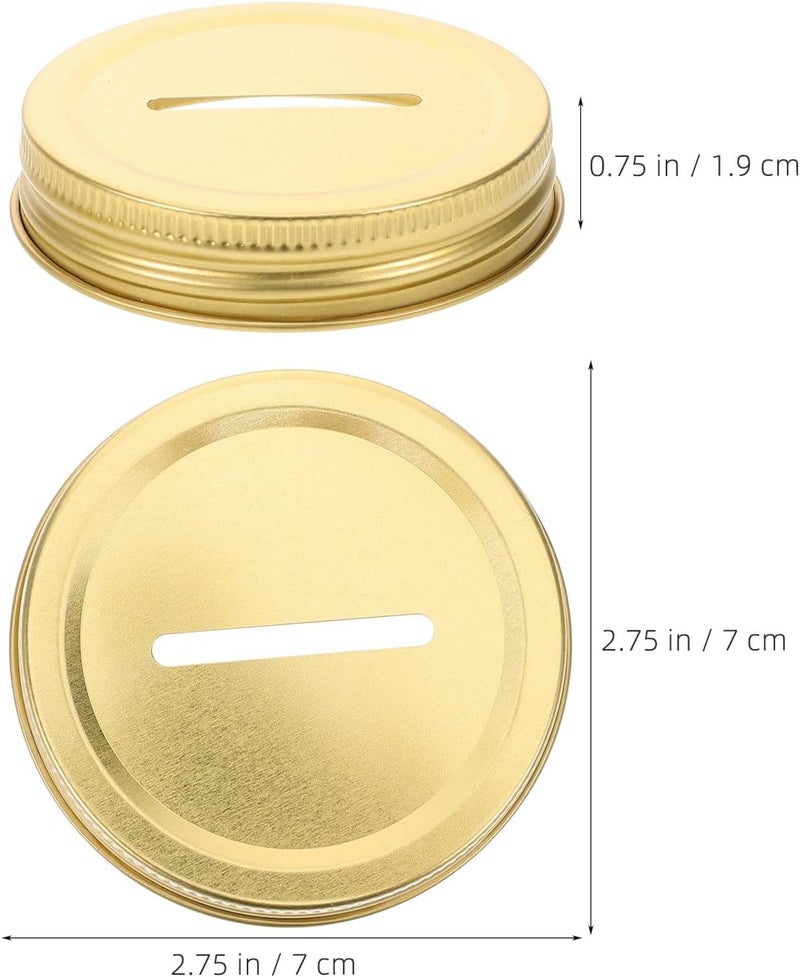 SUPVOX 12pcs 70mm Metal Coin Slot Bank Lids Tinplate Mason Jar Covers Replacement for Money Saving Canning Jars Coin Slot Insert for Home Kitchen - Image 2