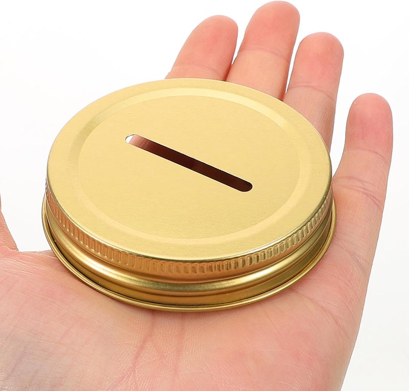 SUPVOX 12pcs 70mm Metal Coin Slot Bank Lids Tinplate Mason Jar Covers Replacement for Money Saving Canning Jars Coin Slot Insert for Home Kitchen - Image 4