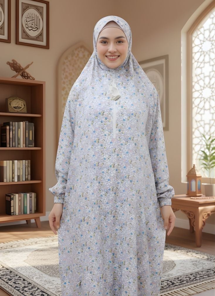 Premium Pastel Multicolor Floral Prayer Dress – Full Coverage Modest Abaya with Relaxed Fit - Image 2