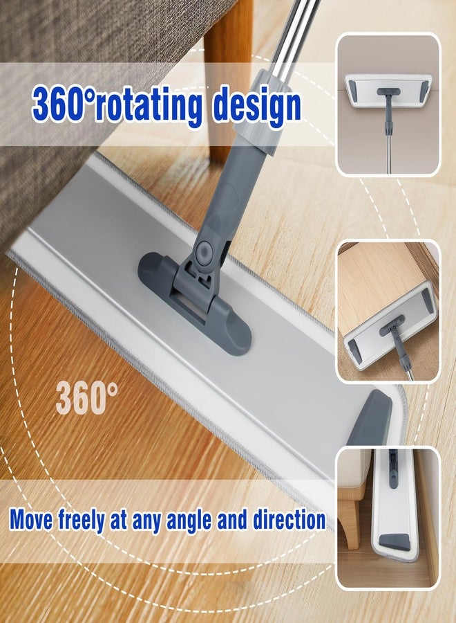 kickleen Microfiber Flat Mops for Floor Cleaning, Wet Dry and Dust Mop with 4 Reusable Washable Pads, Bathroom Kitchen Mop with Long Stainless Steel Handle for Laminate Hardwood Wooden Wall Vinyl Tile - Image 5