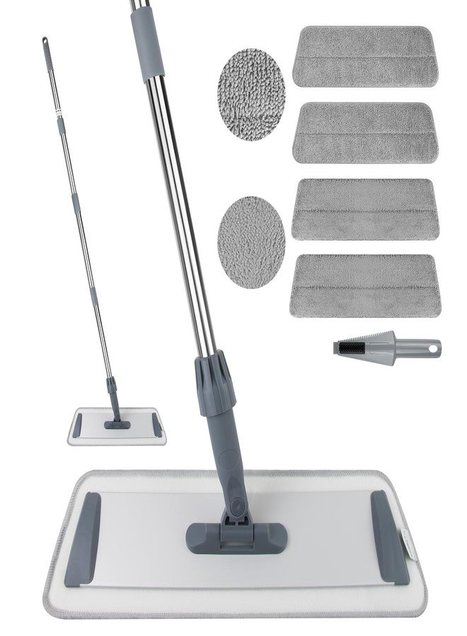 kickleen Microfiber Flat Mops for Floor Cleaning, Wet Dry and Dust Mop with 4 Reusable Washable Pads, Bathroom Kitchen Mop with Long Stainless Steel Handle for Laminate Hardwood Wooden Wall Vinyl Tile - Image 1